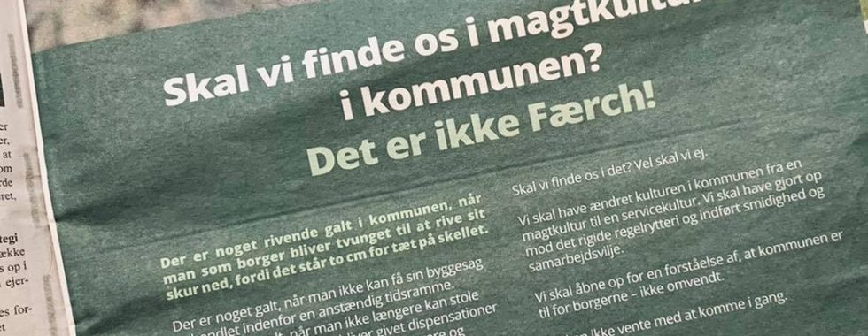 Skal vi finde os i magtkulturen i kommunen? Det er ikke Færch!